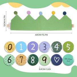 Qetlavee Birthday Crown Muslin with Numbers, Crown Birthday Boys Girls Children's Party Hats, Party Decoration, Children's Birthday Decoration, for Children's Birthday, Crown Made of Button Numbers
