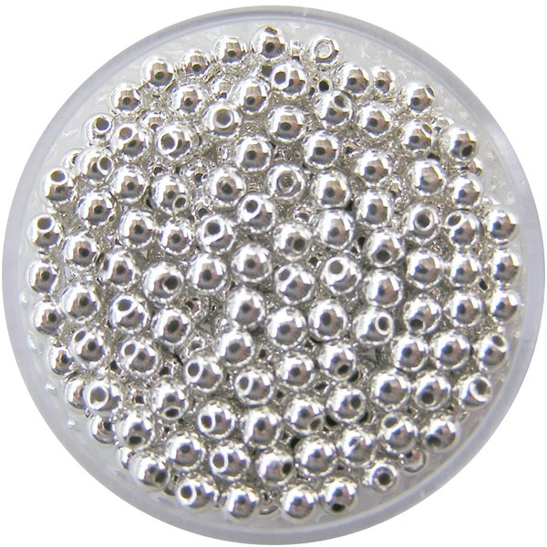 RAYHER HOBBY Rayher 1630122 Plastik-Rundperlen, 3 mm ø, silber