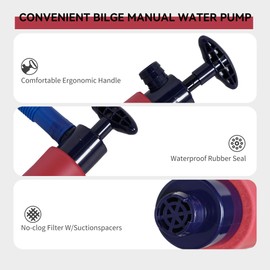 Manual Bilge Pump for Boats Kayak Canoe - Portable Siphon Pump, Kayak Bailer with Reversible Hose,Rose,19 Inch