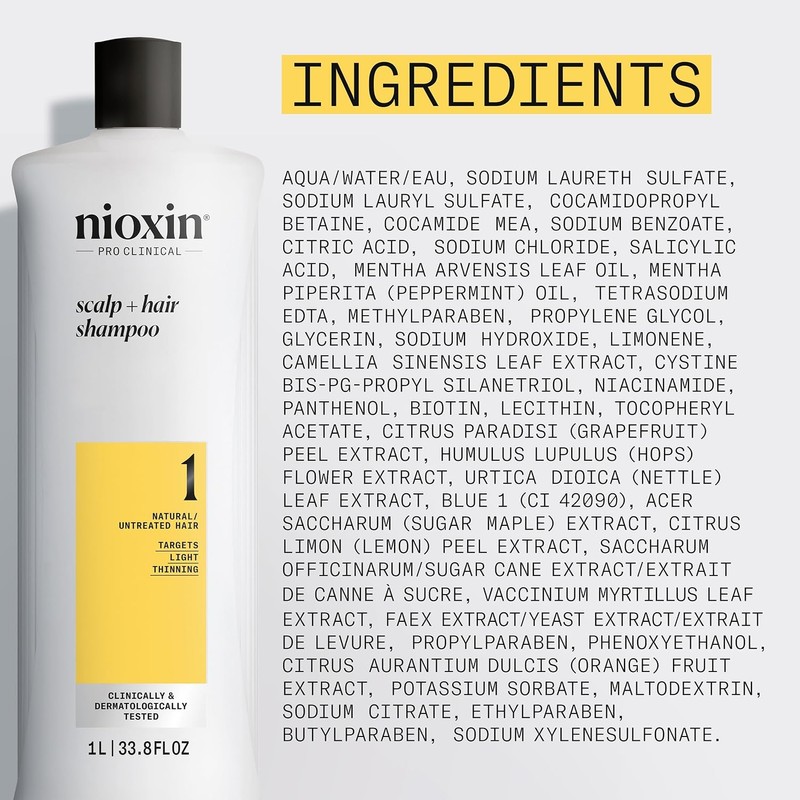 Nioxin Cleanser Shampoo System 1 for Fine Hair with Light