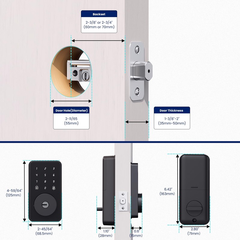 Biquole Keyless Entry Door Lock with Keypad-Electronic Door Lock with