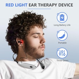 Red Light Therapy for Ears, 2-in-1 Red Light Therapy Device, Portable Red Light Tinnitus Relief Device with Three Pairs of Ear Plugs