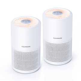 FULMINARE Air Purifiers for Bedroom H13 True HEPA Air Filter Quiet Air Cleaner With Night Light Portable Small Air Purifier for Home, Office, Living Room (White 2 Pack)