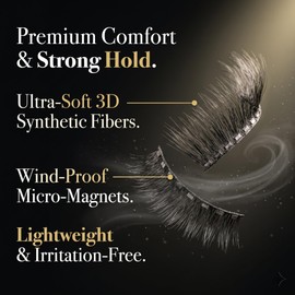 Magnetic Eyelashes with Applicator - No Eyeliner Needed 3D Magnetic Lashes Kit - Reusable Magnetic Eyelashes Natural Look & Volume Styles for Everyday Wear