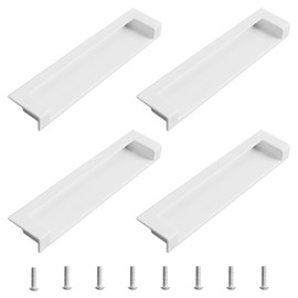 MOROBOR Tatami Hidden Door Handles, Modern Style Embedded Handle, Recessed Finger Handles with Hidden Screws for Wardrobes, Drawers, Doors and Cupboards, White, 143mm (5.6") 4 Pack