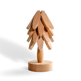 Wood Coasters Set, Decorative Tree Holder with 4 Pieces Coasters (Leaves) for Bar, Home, Kitchen, Natural Beech Wood Home Decor for Table Protection for Drinks, Plates, Pots, Pans