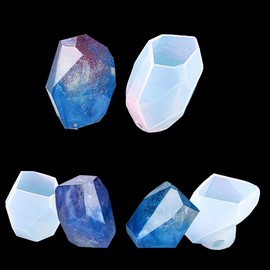 FineInno 3 Pcs Large Gem Resin Molds,Jewelry Molds for Resin Casting,Multi-Faceted Stone Silicone Molds for Epoxy Resin,DIY Aromatherapy,Candle Making