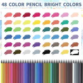 48 Colored Pencils for Adult Coloring Books, Professional Drawing Pencils for Adults, Beginners, Kids, and Pros