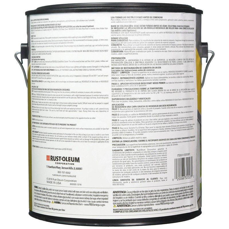 Rust-Oleum 300081 RockSolid 20X Deck Resurfacer, 1 Gal