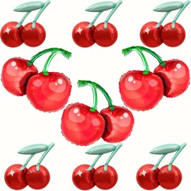 Cherry Balloons Red Cherry Foil Balloons for She's The Cherry On Top Party Summer Fruit Theme Party Decorations Birthday Party Supplies Girls Baby Shower Fruit Party Decorations 9pcs