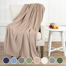 Full/Queen Size Fleece Blanket | Comfy Supersoft Fleece Blanket Full Size – All-Season Light Weight Throw Blanket | Luxuriously Soft | Throw Blanket for Couch and Sofa | Machine Wash | Beige