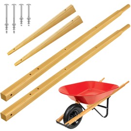 Wood Replacement Wheelbarrow Handles Kit with 304 Stainless Nuts and Bolts, Includes 2 Wedges Tough Seal Coat and Pre-Drilled Holes for Easy Installation
