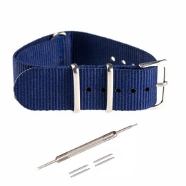 Jumpsunfun Nylon Watch Band 16mm One-piece Military Nylon Replacement Strap for Men and Women bule with Silver Buckle