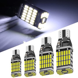 T16 LED Back Lamp, 1200 Lumens, Built-in Canceller, CANBUS Back Lamp, T16 W16W, T10, T15, Back Lamp, High Brightness, White 4014 LED, 45 Links, 12V, Non-Polarity, White Backlight, 6000K, 50000+ Hours Lifespan (Set of 4)
