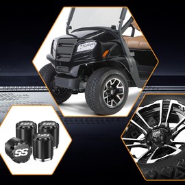 CLUBRALLY SS Golf Cart Wheel Center Caps-4 Pack,Fits EZGO,Club Car,Yamaha - 2.75" Black Hub Caps for 8, 10, 12 inch Rims,Push-in Style,Height 3.21"