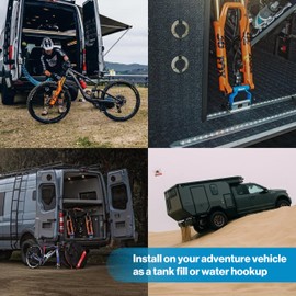 Aquor RV City Water Inlet, Quick Connect RV Water Inlet Replacement for Motorhome, Camper, and Trailer, Stainless Steel Flush-Mount, Black Cover, ½” NPT (f) x ¾” GHT (m)