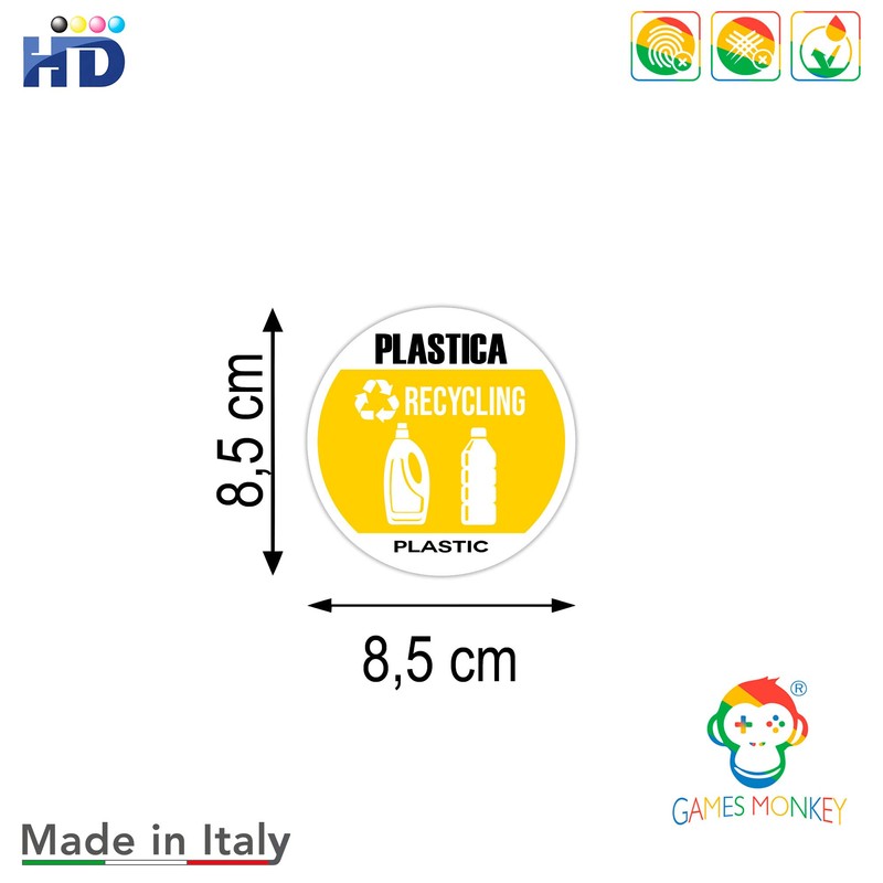 GamesMonkey ® - Stickers for waste separation Circle Recycling Garbage