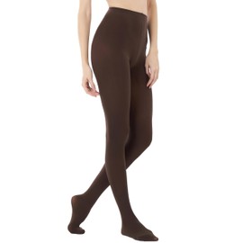 HeyUU Women’s Colourful, Semi-Opaque Support Tights, 80 Denier, Microfiber, brown