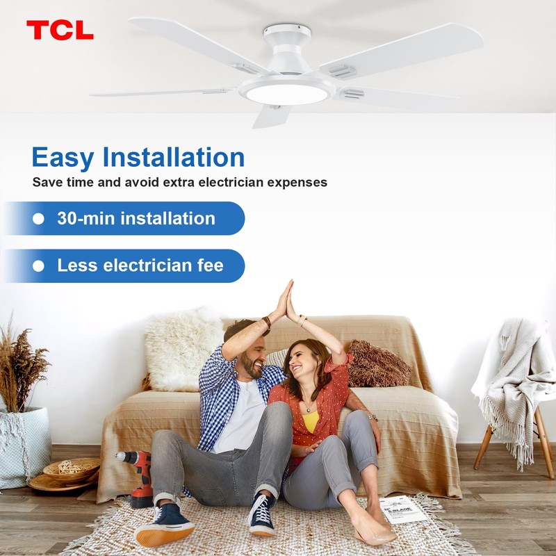 TCL Ceiling Fans with Lights, 52 Inch Low Profile Ceiling
