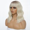 Amarlis Ombre Blonde Curly Bob Wig with Bangs for Women