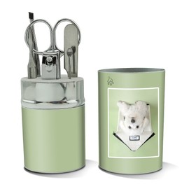 Bichon Frise Maltese Puppy Dog in House Stainless Steel Manicure Pedicure Grooming Beauty Care Travel Kit