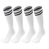 Ottwlli 2 Pairs Soccer Socks for Kids, Striped Knee High