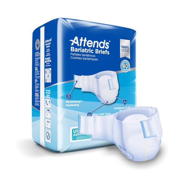 Attends Attends Bariatric Incontinence Disposable Briefs, XX-Large, 63"-70" Waist with