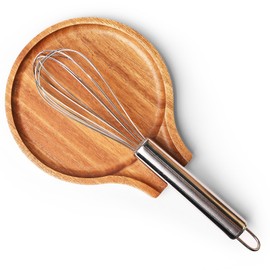 Acacia Wood Spoon Rest, Wooden Spoon Holder With Non Slip Silicone Feet, Multifunctional Kitchen Utensil Holder and Rest for Kitchen Countertop, Brown, 6.1" x 5.1" Irregular