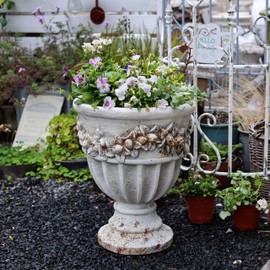 Shlinnuo 16 inch Retro Flower Pots Outdoor Planters Indoor Decor - Vintage Pots Tree Planter for Outdoors Patio,Garden,Indoor Vase for Office Livingroom Shelf Decor-Base