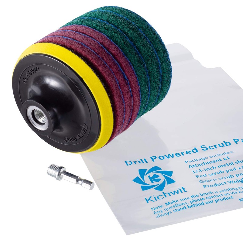 Kichwit 4 Inch Drill Power Brush Tile Scrubber Scouring Pads