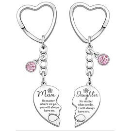 Fashion Slogan Pattern Metal Keychain for Mom and Daughter, Heart Shaped Stainless Steel Keychain, Trendy All-match & Exquisite Keychain for Gift Fall Outfits Fall Freshness