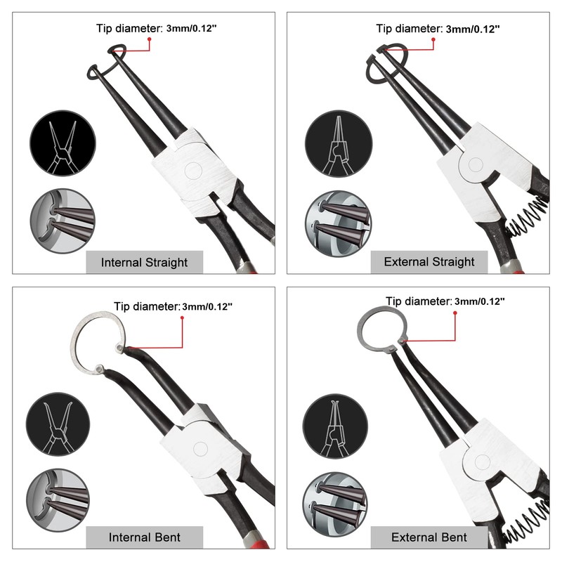 LEONTOOL 13-Inch Snap Ring Plier Heavy Duty Internal Circlip Pliers