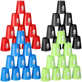 Libima 48 Pcs Sports Stacking Cups Set Stacking Cup Classic Games Speed Training Game for Boy Girl Adult Family Party Challenge Competition Travel Gift, 4 Colors (Blue, Green, Black and Red)