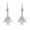 Lebanese Cedar Tree Dangle Earrings in Textured Sterling Silver