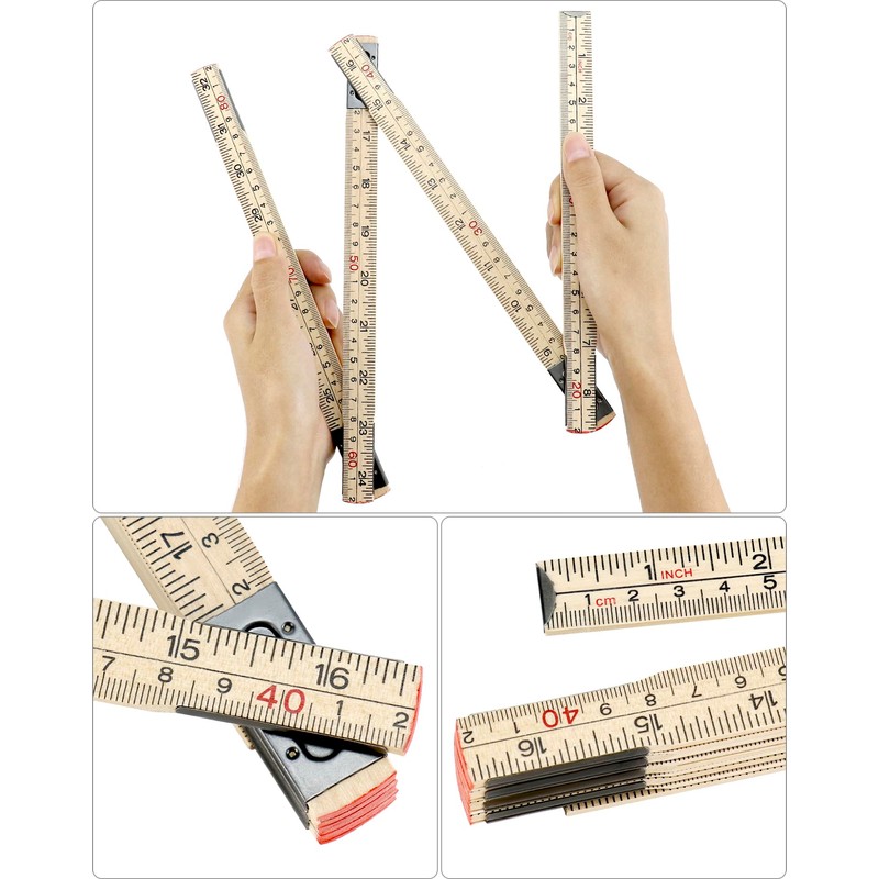QWORK Folding Wood Rule, 4 Pack, 6FT 6 Inch Foldable