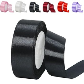 23 Metres Satin Ribbon Black 30 mm Satin Ribbon Ribbons Wide Ribbon Decorative Ribbon Fabric Ribbon Gift Ribbon Wedding Decoration Bow for Gift Wrapping, Crafts, Hair Bows, Bouquet, Decoration