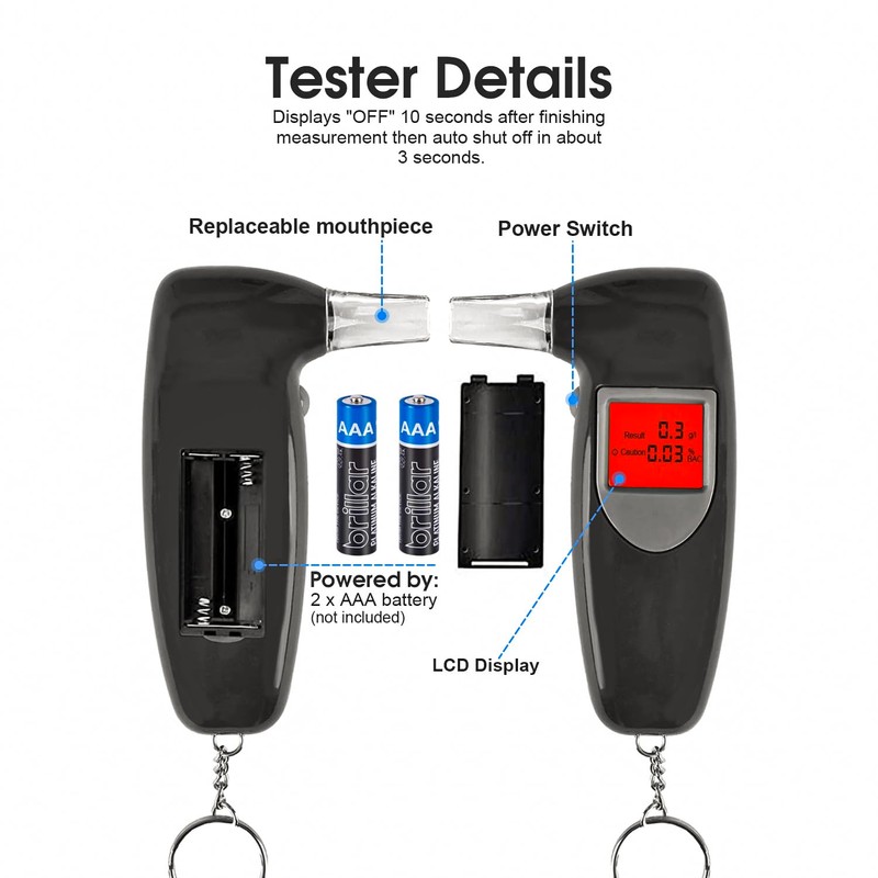 Fandcy Alcohol Breathalyzer, Portable Breath Tester with Accurate Digital LCD
