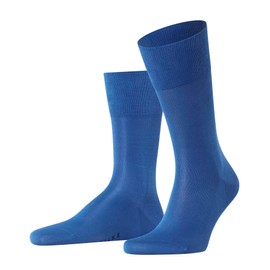 FALKE Men's Tiago Socks Breathable Sustainable Organic Fil D'Ecosse Cotton Light Shine Flat Seam Pressure-free Toe Fine Plain Thin Business Everyday 1 Pair, Blue (Sapphire 6055) environmentally