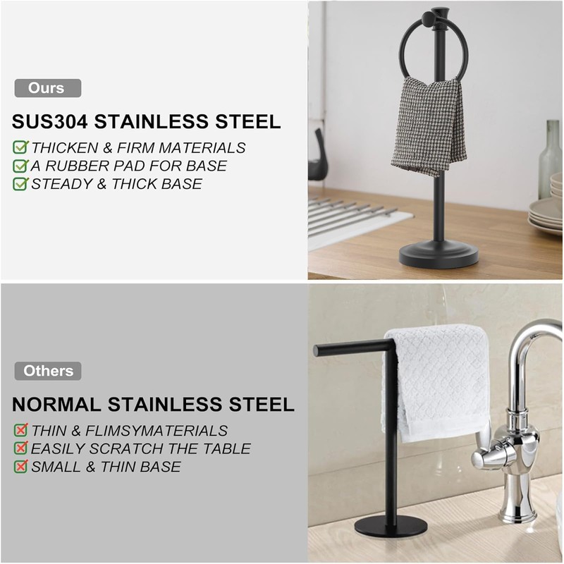 Hoimpro 17 Inch Stand Hand Towel Holder Towel Bar Towel