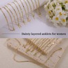Tasiso Initial Ankle Bracelets for Women，Layered Waterproof Anklet for Women