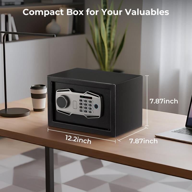 MUNBYN Smart Biometric Fingerprint Safe, 3-Way Access Lock Box with