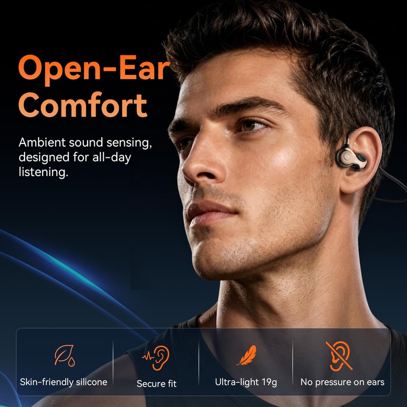 OHAYO Open Ear Headphones, Bluetooth 6.0 Air Conduction Sports Earbuds,