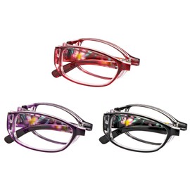 3 Pair Reading Glasses Foldable Readers with Blue Light Blocking lens Compact Folding Glasses for Women Reading Case Included