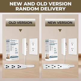 SakerPlus Outlet Concealer Power Strip-Outlet Cover Extender with 3AC Outlets-5ft Flat Plug Extension Cord,Universal Size,1625W for Kitchen, Home and Office,Child & Pet Safe