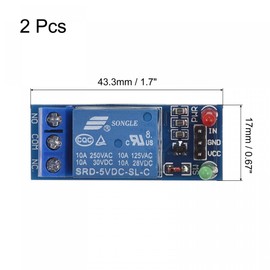 sourcing map Relay Module 1 Channel 5V Low Level Trigger Module Blue Relay Module Board for DSP 2 Pack