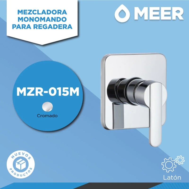 Mezcladora Monomando Para Regadera Cromada Meer Color Plateado