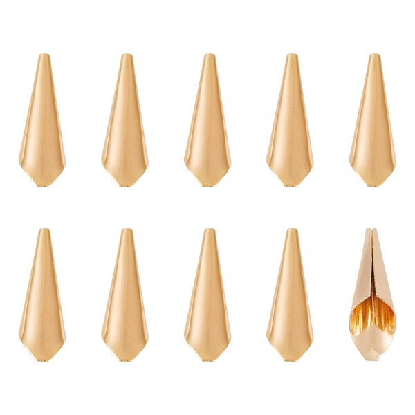 Elecrelive 10Pcs 18K Gold Plated Bead Cone Caps Long Bead
