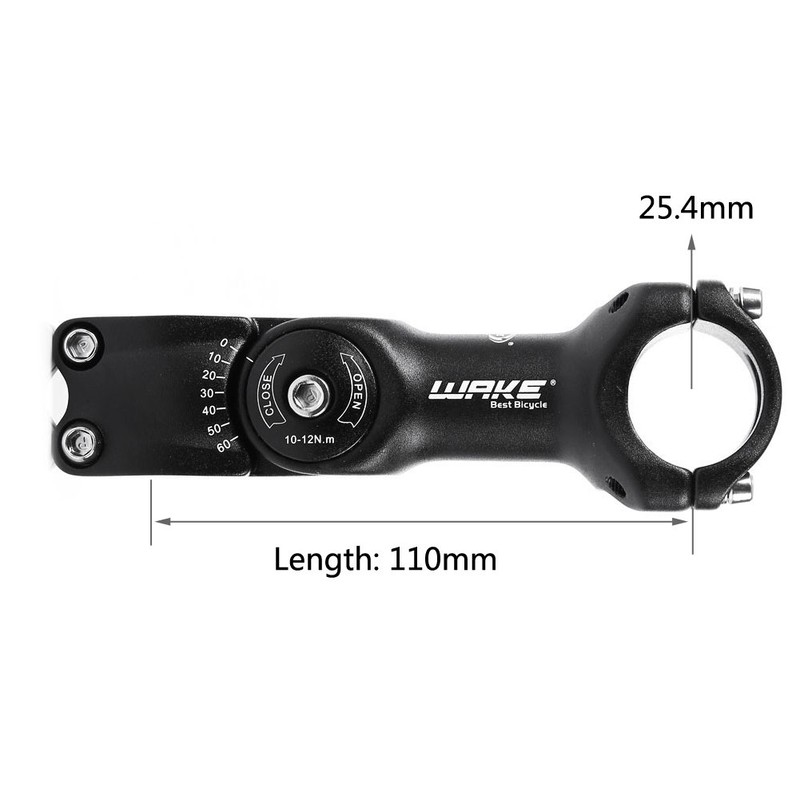 FOMTOR Bike Adjustable Stem 25.4mm 0~60 Degree WAKE Adjustable Handlebar