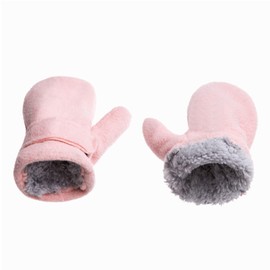 Kids Winter Thermal Gloves Toddler Polar Fleece Thick Warm Mittens Soft Cotton Wool Lined Gloves Windproof Snow Ski Gloves with Adjustable Wrist Strap for Boys Girls Outdoor Activities Age 4-7