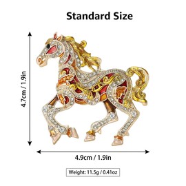 Horse Brooch Pin for Women Men,Crystal Rhinestone Western Brooch Jewelry,Enamel Horse Pin for Cowboy Hat, Coat, 2026 Year of the Horse Lucky Horse Gifts for Women